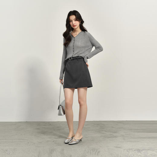 【商场同款】诗凡黎灰色v领针织开衫2025春新款外搭女3G3230171R 商品图1