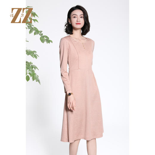 佐尔美时尚气质减龄纯色百搭长袖连衣裙女E33LL35 商品图3