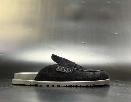 男款平头圆头绒面半拖鞋 商品图1