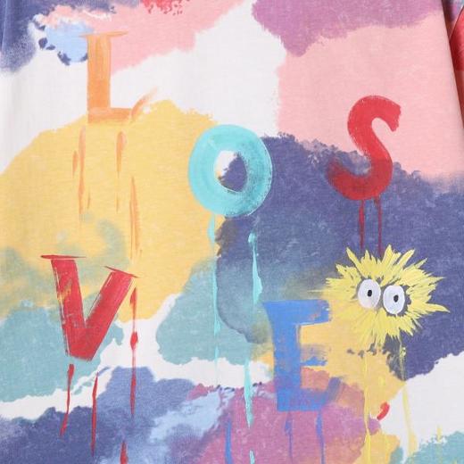 T4424SDSA夏季新款男士痞帅美式撞色手绘字母圆领短袖T恤小众设计上衣 商品图3