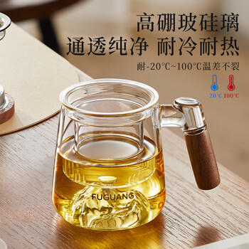 富光泡茶杯茶水分离高硼硅玻璃杯办公室喝茶水杯子花茶杯公道杯500ml 商品图6