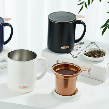 膳魔师（THERMOS）保温杯400ml带茶滤男女泡茶咖啡水杯伴手礼生日礼物TEMC-400玄黑 商品图2