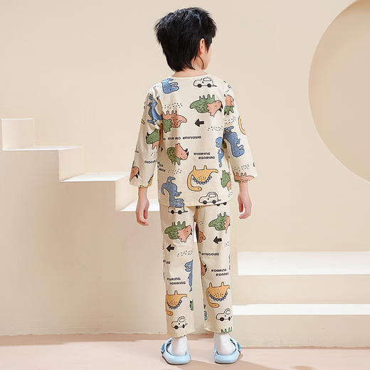 芬腾男童睡衣春夏季七分袖长裤卡通套装可爱男孩中大童儿童家居服 商品图4