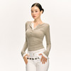 Ariseism 美式亨利领修身针织假两件长袖T恤女春季内搭上衣打底衫 商品缩略图3