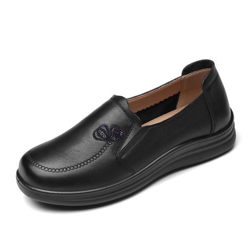 真皮妈妈鞋中老年舒适软底奶奶鞋一脚蹬休闲皮鞋2025新款秋季5Q8177-30 商品图3