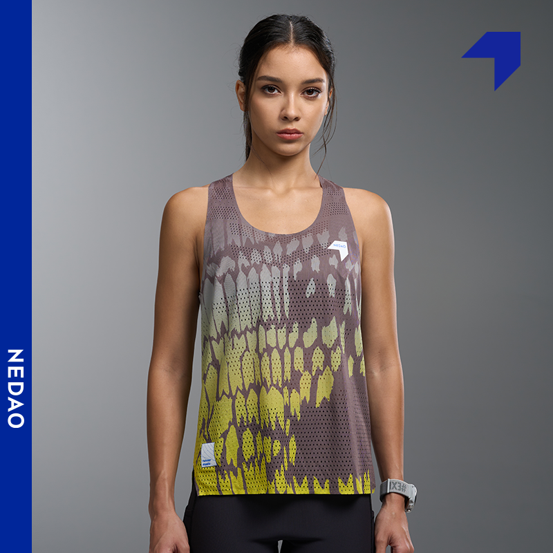 内道破土风洞背心女士速干透气马拉松跑步运动印花风洞背心