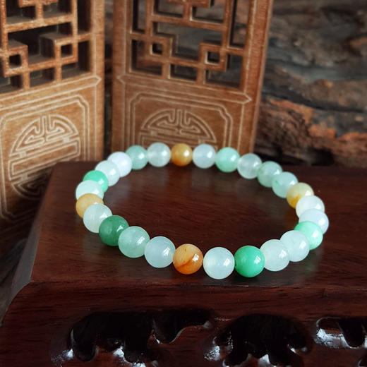 【天然正品】A货翡翠天然细腻约6.8MM福禄寿糯冰种翡翠圆珠手串6.8MM（皆取最大值）女士现售价：1380特价！310325AH68 商品图2