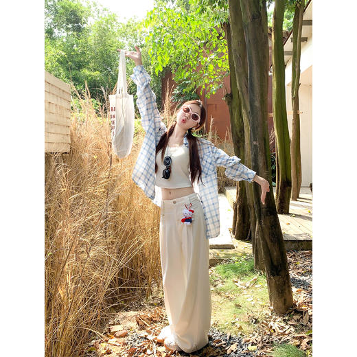 【149元任选2件】最后一波现货！蓝格子松弛长袖宽松防晒衬衫 商品图4