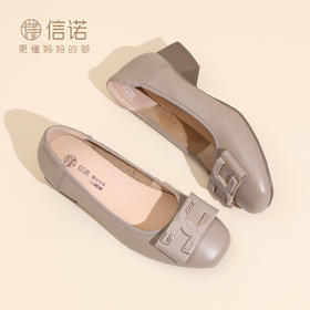 真皮粗跟妈妈鞋软底舒适单鞋百搭洋气小皮鞋通勤女鞋2025夏季新款5Q5009-36