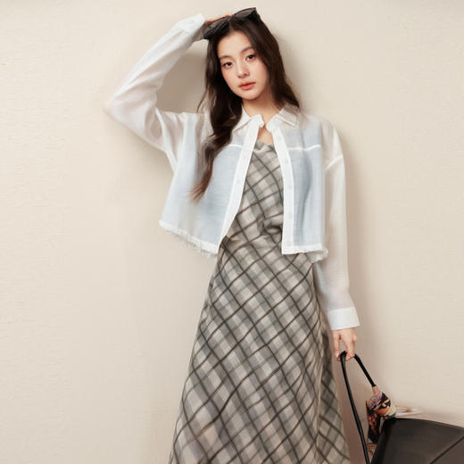 【商场同款】诗凡黎度假风格纹吊带裙25秋新款收腰裙女3G7391391 商品图0