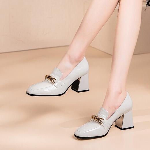 【预售5天】百搭方头粗跟高跟鞋女真皮四季款女鞋漆皮英伦风皮鞋HY-H2516 商品图4