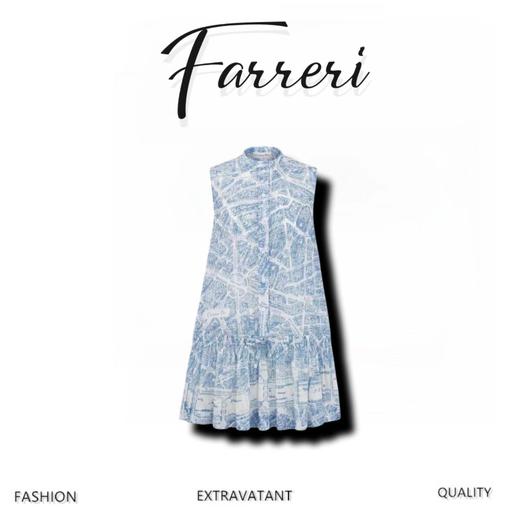 D家 25早秋新款 巴黎地图印花连衣裙 商品图0