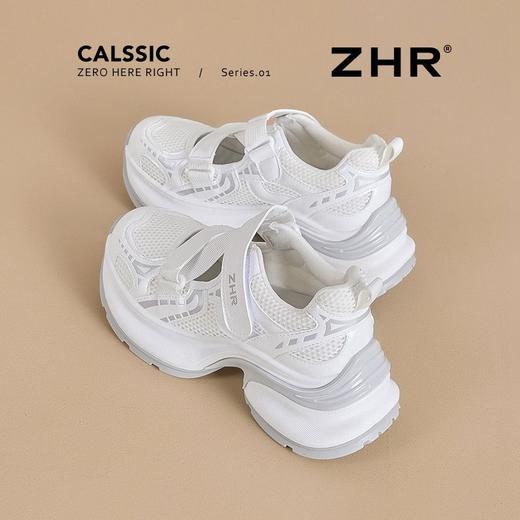 ZHR则则厚底镂空老爹鞋女2025夏季透气包头运动凉鞋魔术贴休闲鞋 商品图2