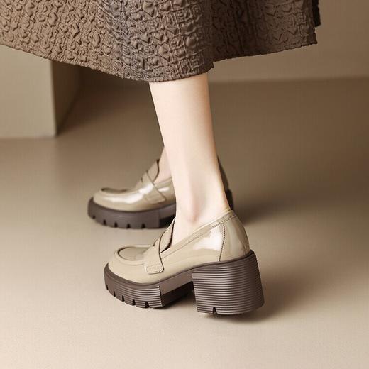 【预售5天】英伦风厚底小皮鞋女时尚粗跟乐福鞋新款春季高跟圆头懒人单鞋HCYYHD&3356 商品图2