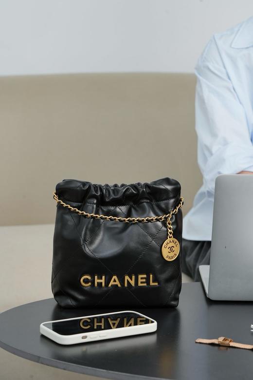 香奈儿  25A新款 22Mini bag  黑金 垃圾袋 （LZ） 商品图8