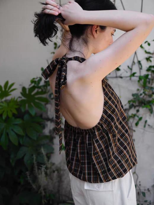 Evistub女装/E-5XBX990/格纹挂脖背心女 商品图2
