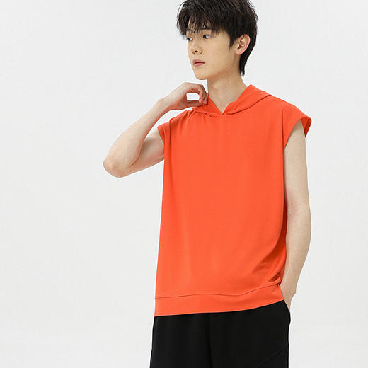 【DSK】大依优型大码连帽背心休闲运动宽松短袖T恤无袖背心加大码宽松上衣男士 商品图3