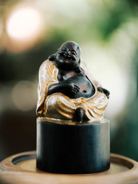 【孤品】紫檀大漆弥勒摆件 老料【器悟雅玩】