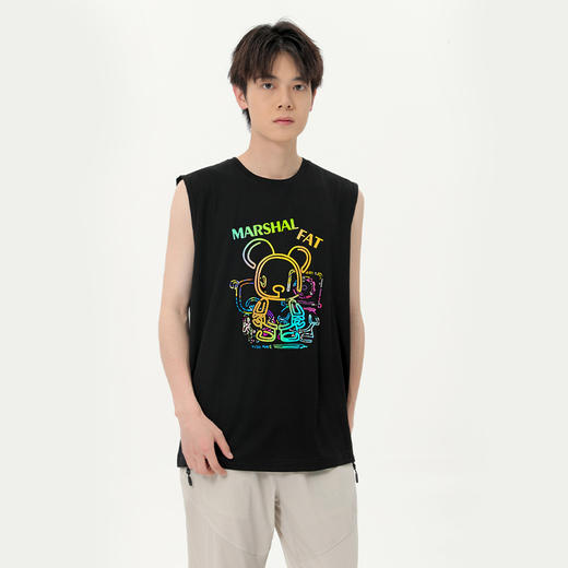 【冰氧棉】【DSK】大依优型大码印花背心休闲运动宽松短袖T恤无袖背心加大码宽松上衣男士 商品图3