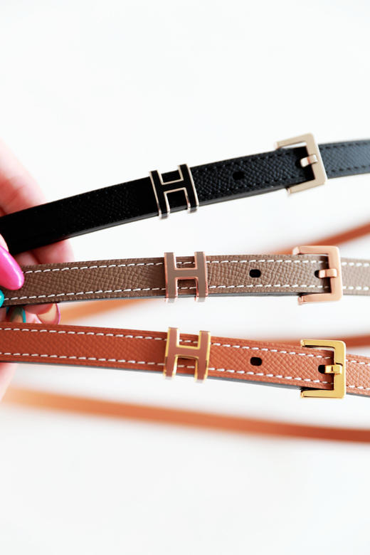 黑色+土黄+大象灰，头层牛皮扣环腰带。金属五金法式皮带C073068 商品图14