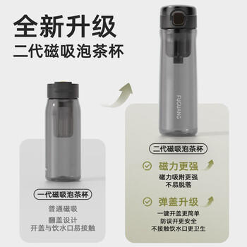 富光一键弹盖磁弹泡茶杯Tritan材质茶水分离杯塑料水杯子白色720ml 商品图6