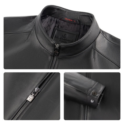 【绵羊皮】柒牌男装真皮皮衣2025新款立领拉链商务朋克防风外套男129J70360 商品图3