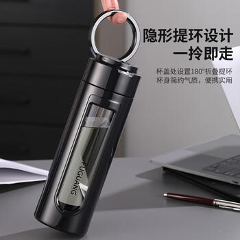 富光大容量玻璃杯 高硼硅玻璃泡茶杯茶水分离 商务双层水杯子男400ml 商品图7