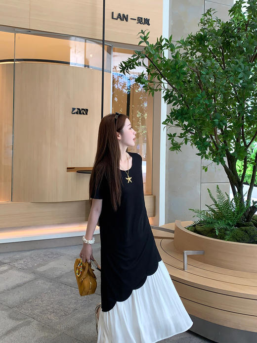 姹弥·法式拼接长裙慵懒撞色连衣裙 | 经典法式剪裁，宽松适度的廓形，自带effortless chic的松弛感！ 商品图3