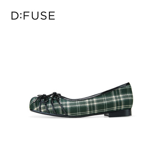 Dfuse迪芙斯2025秋季新款华夫饼法式浅口单鞋复古格纹蝴蝶结芭蕾鞋平底鞋DFD3111018 商品图5