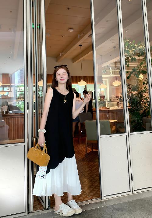 姹弥·法式拼接长裙慵懒撞色连衣裙 | 经典法式剪裁，宽松适度的廓形，自带effortless chic的松弛感！ 商品图1