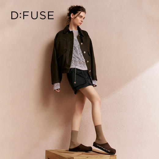 〖章若楠同款〗Dfuse迪芙斯2025秋季新款软欧包简约复古外穿鞋勃肯鞋懒人一脚蹬包头凉拖DFD3110058 商品图3