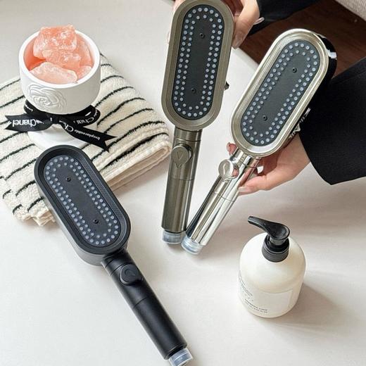 SOOKIE 增压花洒 极光银/曜石黑/钛金灰 三种颜色可选；三档增压 加宽瀑布水幕，全身瞬间包裹，内置加厚滤芯，1秒除氯净化；纳米级细腻水雾，超爽洗澡体验 商品图6