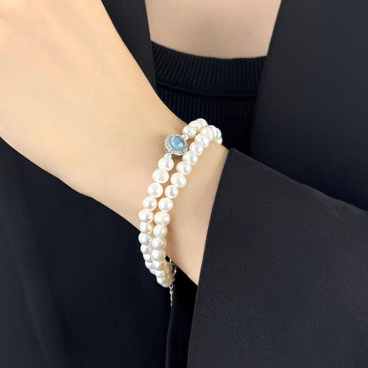 BAOFANDI宝梵迪清新甜美新款天然淡水珍珠海蓝宝法式轻奢手串BF 商品图1