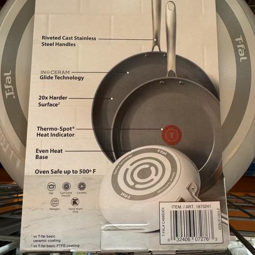 到手价550元 T-FAL特福三件套平底不粘锅8in（约20.3厘米）、10.5in(约26.6厘米）12in（约30.4厘米） 美国代购，无中文标签，介意慎拍 商品图5