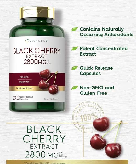 到手价238元 Carlyle痛风宝黑樱桃萃取胶 240粒 美国代购，无中文标签，介意慎拍 商品图3