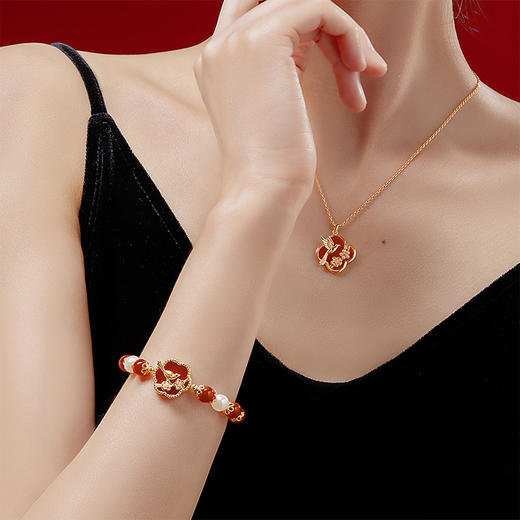 【故宫饰品】喜上梅梢红玛瑙手链项链礼盒文创新婚结婚七夕生日礼物 商品图2