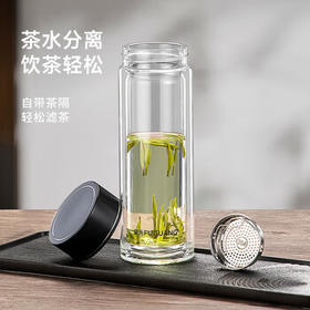 富光玻璃杯双层男士商务水杯便携车载高硼硅玻璃杯子茶水分离泡茶杯