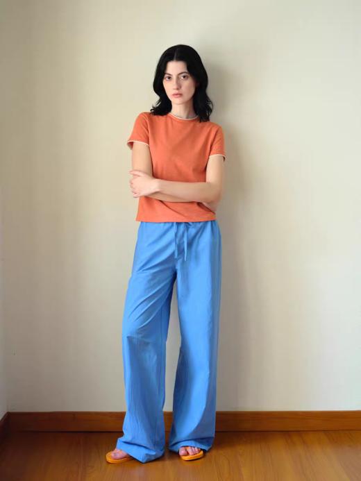 Evistub女装/E-5XDX569/复古撞色条纹正肩T恤女夏 商品图3