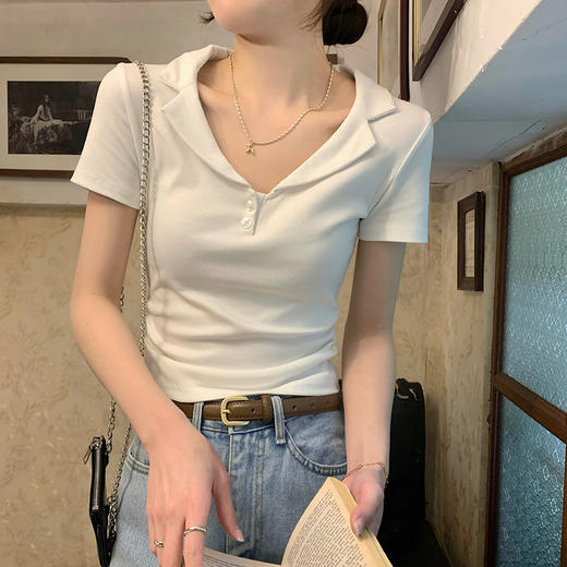 裁缝学苑AQ518法式POLO翻领正肩T恤纸样女装收腰短袖上衣样板图纸 商品图5