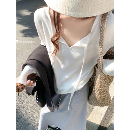 <曾小咸推荐>设计感两穿系带显瘦长袖T恤女 商品图2