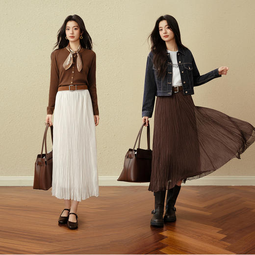 【严选】诗凡黎法式浪漫飘逸重工不规则半身裙2025秋新款时尚百搭中长半裙7G7140941 商品图1