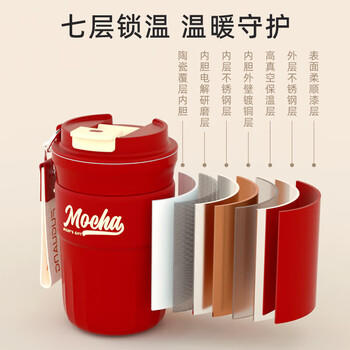 富光咖啡杯304不锈钢喷瓷保温水杯子男女学生高颜值户外茶杯420ML /厨具 /水具 /保温杯 商品图8