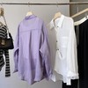 【休闲棉麻长袖衬衫】 天然亚麻纯棉混纺舒适亲肤透气 清透肤感宽松休闲百搭衬衫 可单穿可内搭可外穿 卷卷紫 商品缩略图9
