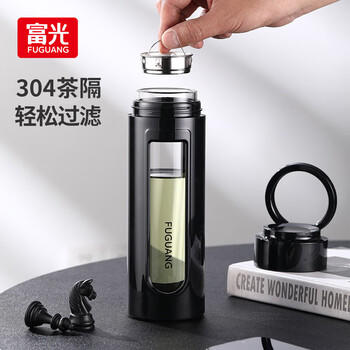 富光大容量玻璃杯 高硼硅玻璃泡茶杯茶水分离 商务双层水杯子男400ml 商品图8