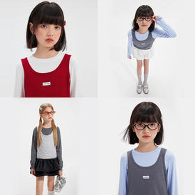 【果冻弹·真两件T恤】植木童装2025新款秋季女童中大童背心长袖T恤