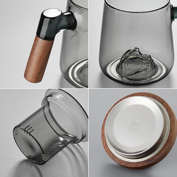 富光泡茶杯茶水分离高硼硅玻璃杯办公室喝茶水杯子花茶杯公道杯子 商品图2