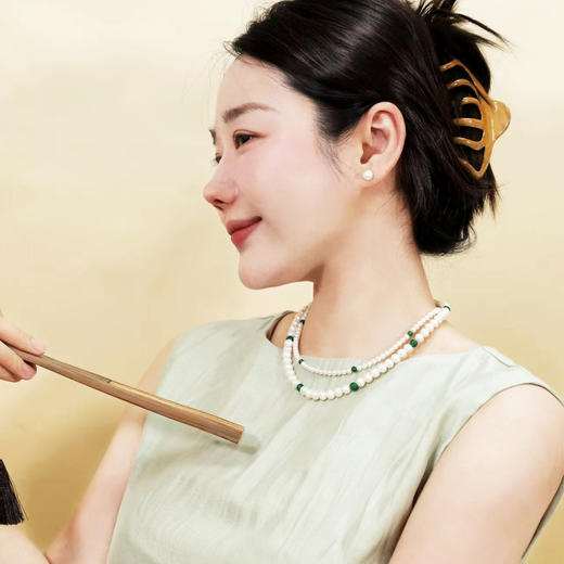 紫禁文创旗下 珠御在殿·涅槃珍珠玛瑙套装 7A天然淡水珍珠 S925银锁扣 玛瑙隔珠 商品图4