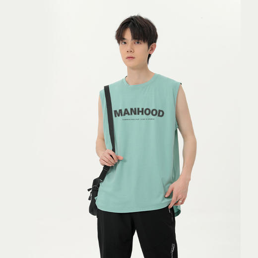 【冰氧棉】【DSK】大依优型大码印花背心休闲运动宽松短袖T恤无袖背心加大码宽松上衣男士 商品图1