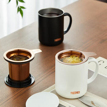 膳魔师（THERMOS）保温杯400ml带茶滤男女泡茶咖啡杯伴手礼生日礼物TEMC-400日暮金 /厨具 /水具 /保温杯 商品图0