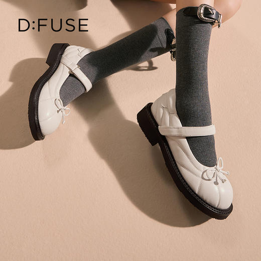 Dfuse迪芙斯2025秋季新款一字带单鞋小圆头蝴蝶结芭蕾玛丽珍鞋DFD3111009 商品图2